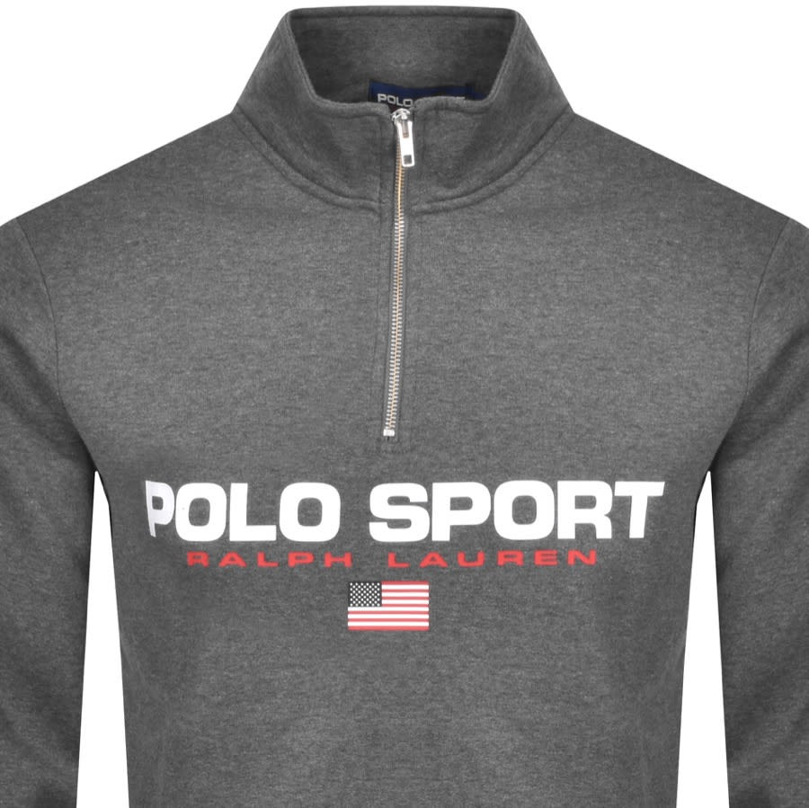 Alternative Image for ProductRalph Lauren Half Zip Logo Sweatshirt Grey2